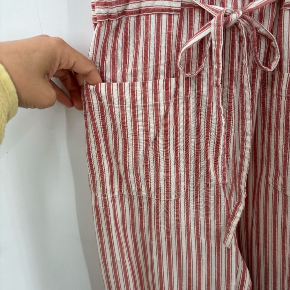 Marine Layer Wide Leg Cropped Jumpsuit Red Ivory Striped Size Small - Picture 7 of 10